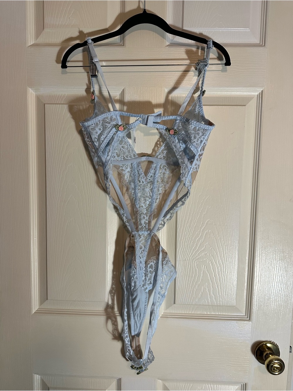For Love And Lemons Pale Blue Lace Strappy Teddy - Picture 2 of 4